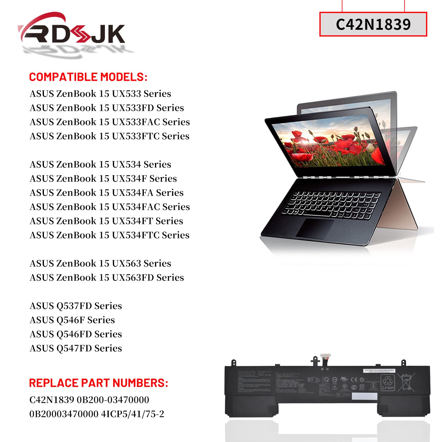 Amazon.com: C42N1839 Laptop Battery for ASUS ZenBook 15